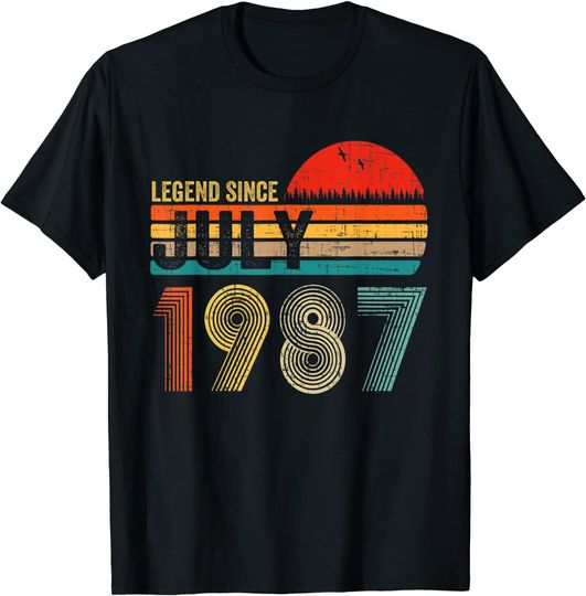 Discover 34 Years Old Retro Birthday Gift Legend Since July 1987 T Shirt