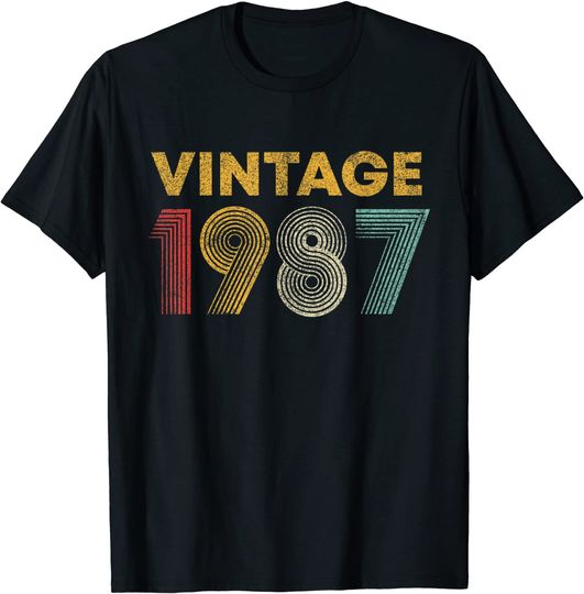 Discover Vintage 1987 34th Birthday Gift Men Women 34 Years Old T Shirt