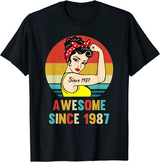 Discover Vintage 34th Birthday 1987 Women Gift for 34 Year Old Woman T Shirt