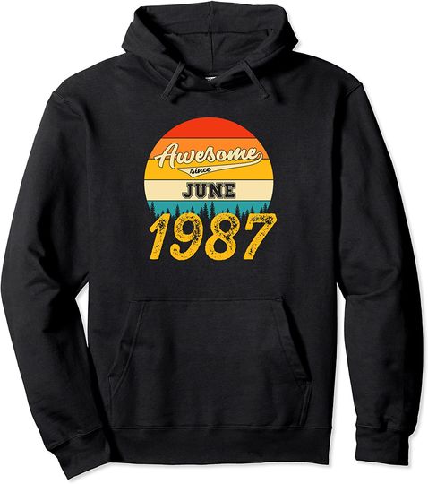 Discover Awesome Since June 1987 34 Years Old Birthday Awesome  Hoodie