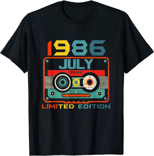 Discover Vintage July 1986 Cassette Tape 34Th Birthday Decorations T Shirt