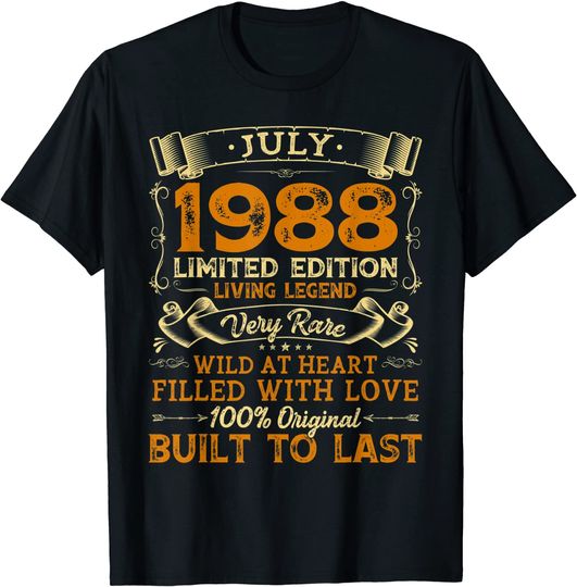 Discover Vintage 32nd Birthday July 1988 Shirt 32 Years Old T Shirt