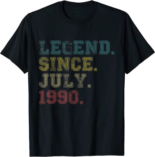 Discover 30th Birthday Vintage Legend Since July 1990 T Shirt