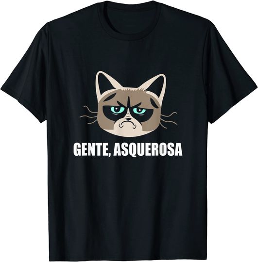 Discover T-shirt Unissexo Gato Mal-Humorado Gente Asquerosa
