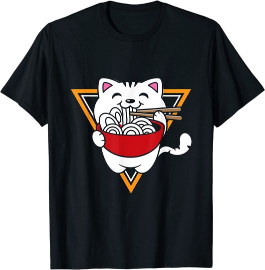 T-shirt Unissexo Gato do Japão Gato Come