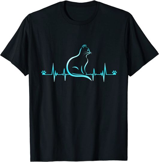 Discover T-shirt Unissexo Gato e Batimento Cardíaco