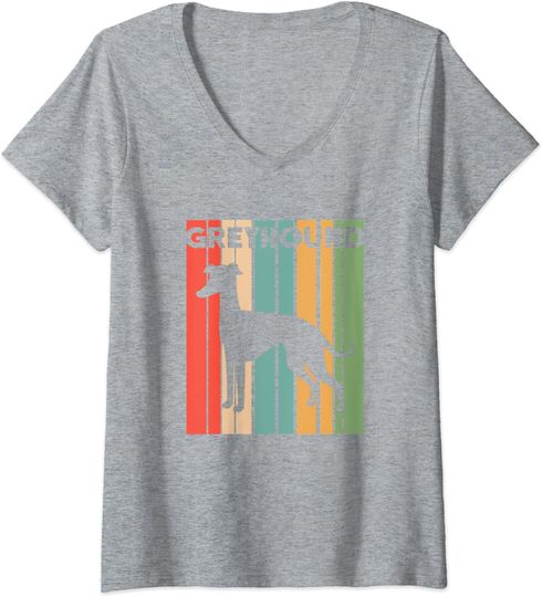 Discover T-shirt de Mulher Decote em V com Listrado Colorido Geyhound
