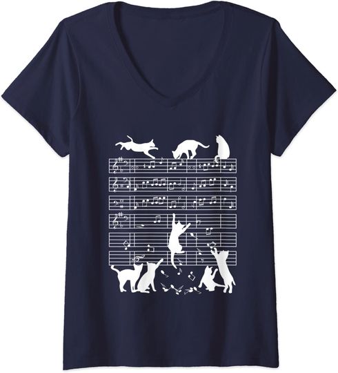 Discover T-shirt de Mulher Gato em Notas Musicais