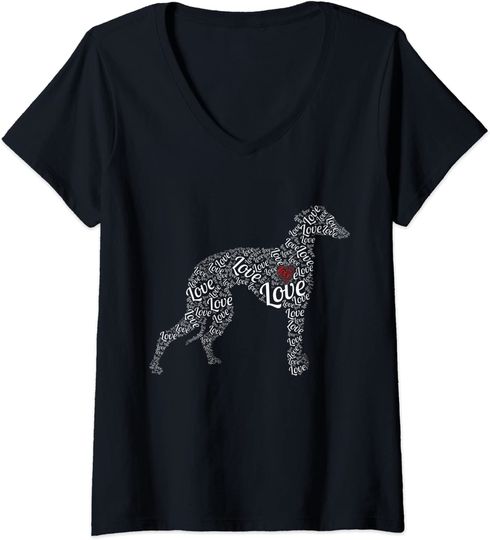 Discover T-shirt de Mulher com Gola em V Amo os Cães