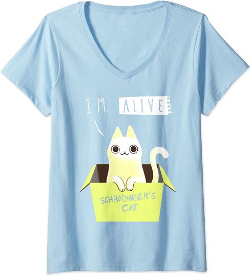 Discover T-shirt de Mulher com Gato I’m Alive com Gola em V