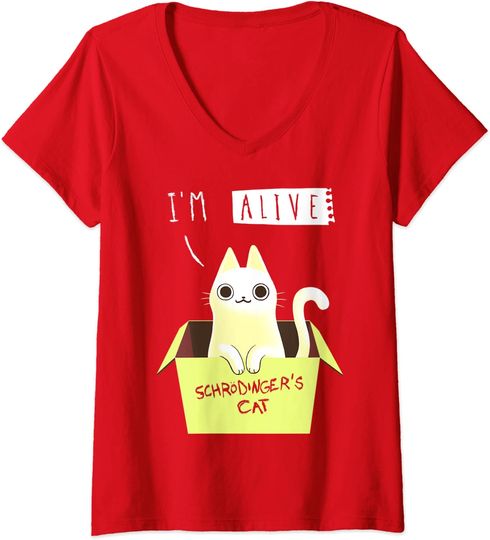 T-shirt de Mulher com Gato I’m Alive com Gola em V