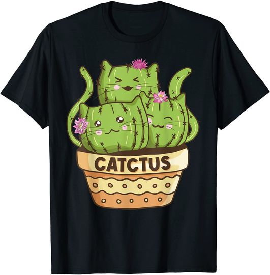 T-shirt Unissexo com Gato de Cactus