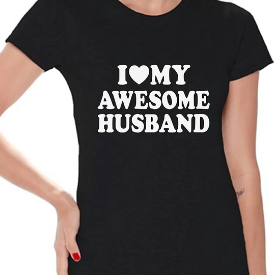 T-Shirt Camisete de Casal Manga Curta I Love My Awesome Husband
