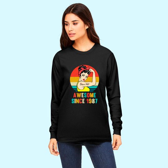 Discover Vintage 34th Birthday 1987 Women Gift for 34 Year Old Woman Long Sleeves