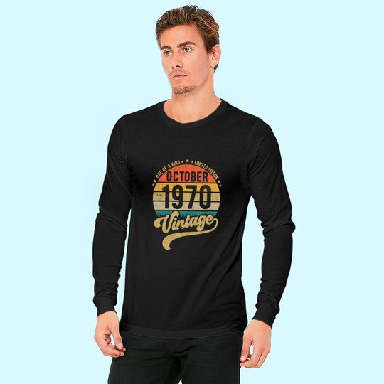 Discover Reto Vintage 50th Birthday Born in October 1970 Long Sleeves