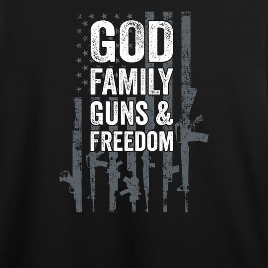Discover Camisete T Shirt Manga Curta para Homem e Mulher Vintage God Family Guns & Freedome