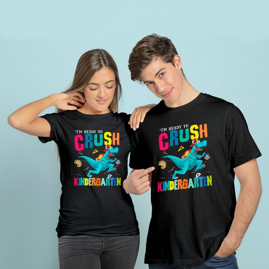Discover T-shirt para Homem e Mulher Volta Às Aulas I'm Ready To Crush Kindergarten Dinossauro