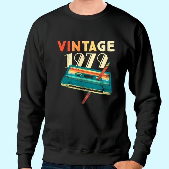 Discover Vintage 1979 Music Cassette 42nd Birthday  42 Years Old Sweatshirt