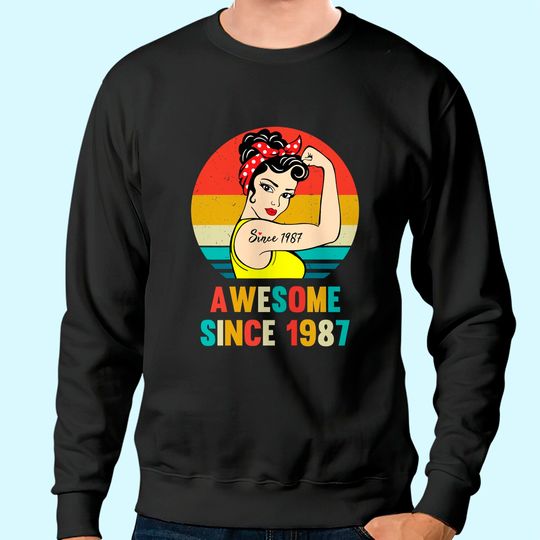 Discover Vintage 34th Birthday 1987 Women Gift for 34 Year Old Woman Sweatshirt