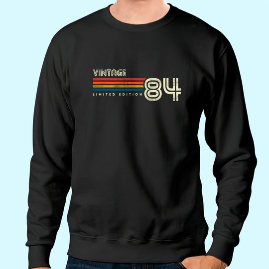 Discover Vintage 1984 Chest Stripe 37th Birthday Sweatshirt