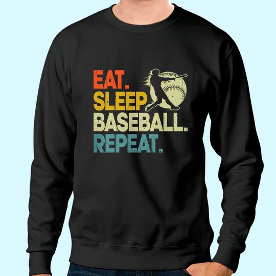 Discover Eat Sleep Baseball Repeat Baseball Lover Men Boys Sweatshirt