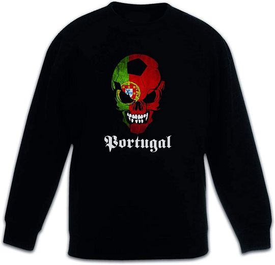 Discover Suéter Sweatshirt de Terror para Homem e Mulher Crânio Bandeira de Portugal