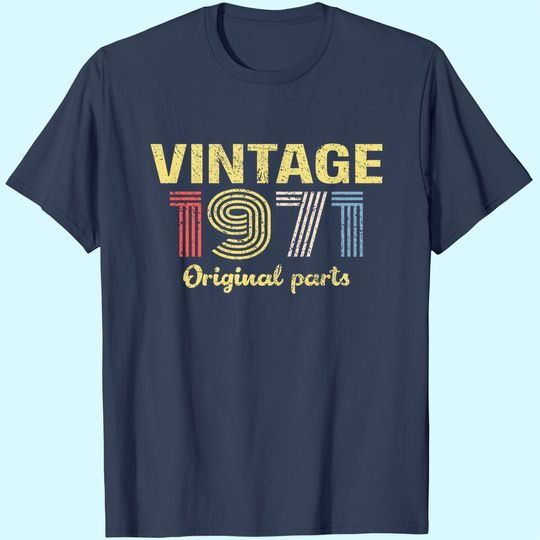Discover 50th Birthday Gift Shirt for Women - Retro Birthday - Vintage 1971 Original Parts - Graphic Tshirts for Women