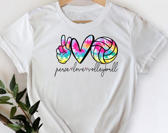 Discover T-shirt para Mulher com Paz Amor e Voleibol