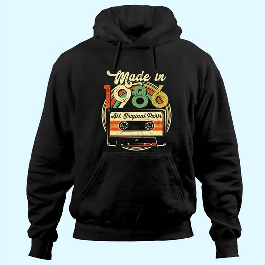 Made in 1986 35th Birthday Gifts Cassette Tape Vintage Hoodie