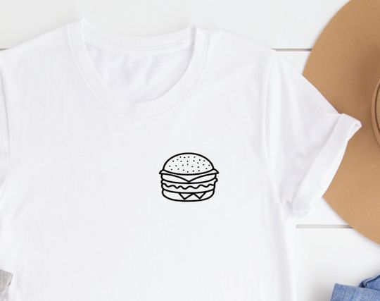 Discover T-shirt para Homem e Mulher com Impressão de Hambúrguer