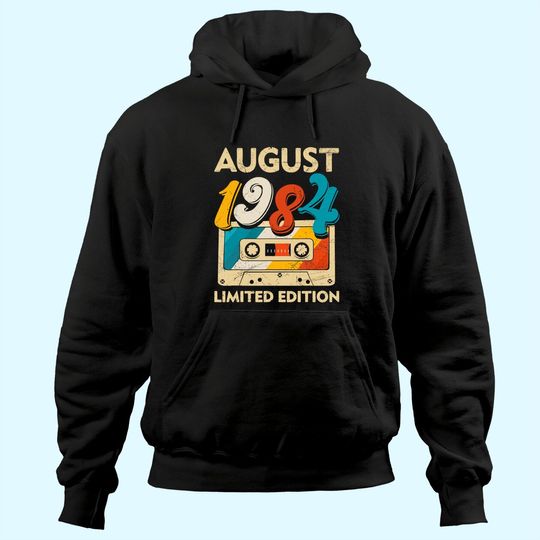 Discover Retro August 1984 Cassette Tape 37th Birthday Decorations Hoodie