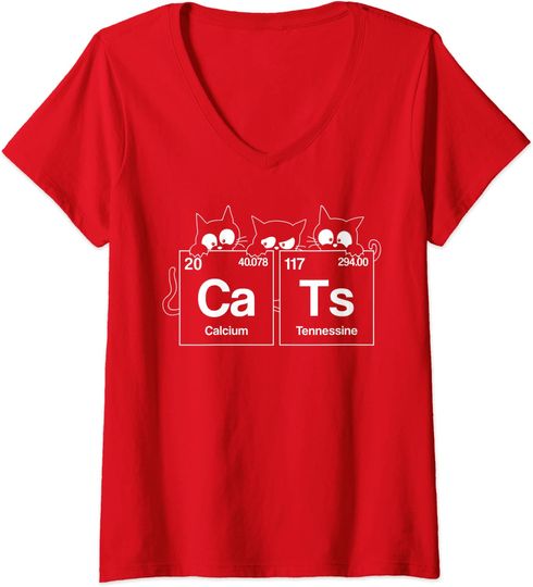 Discover T-shirt de Mulher com Gato Químico com Gola V