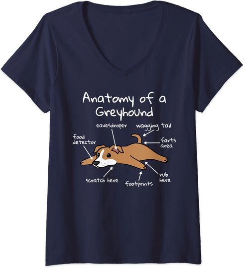 Discover Camisete Feminina com Gola em V Anatomy Of A Greyhound