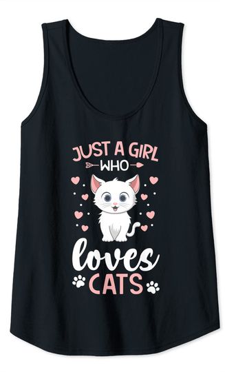 T-shirt de Mulher Just A Girl Who Loves Cats Camisete sem Mangas