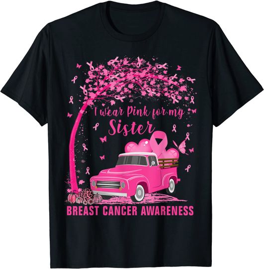 Discover Camisete T Shirt Unissexo Manga Curta Presente para Irmãs Conscientização do Câncer de Mama