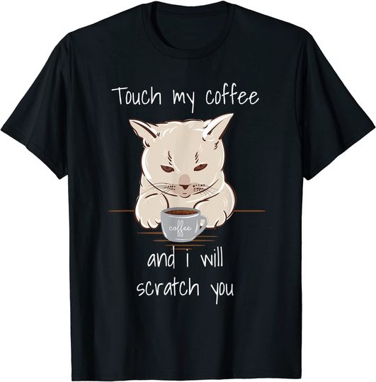 Discover T-shirt Unissexo Gato Irritante Tomando Café