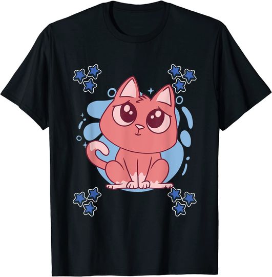 Discover T-shirt para Homem e Mulher Gato Rosa Fofo