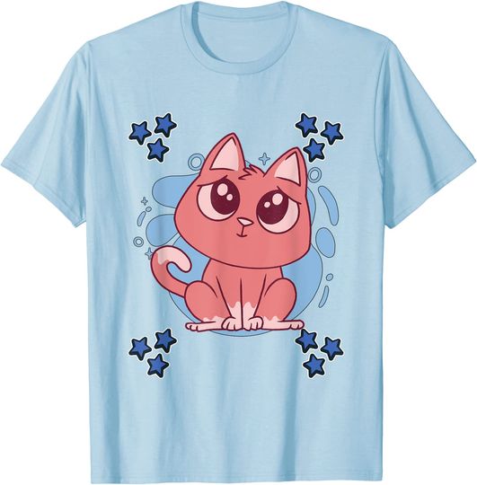 Discover T-shirt para Homem e Mulher Gato Rosa Fofo
