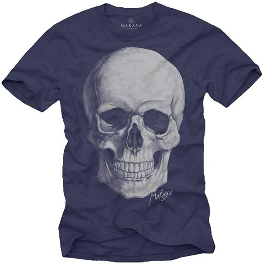 Discover T-shirt de Homem com Crânio Cinzento