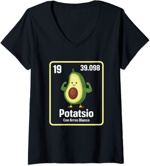 Discover T-shirt Unissexo com Decote em V de Avocado Saudável