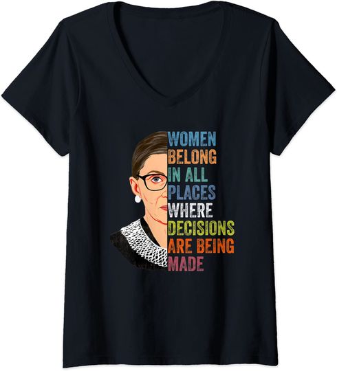 Discover T-shirt de Mulher Women Belong In All Places com Decote em V