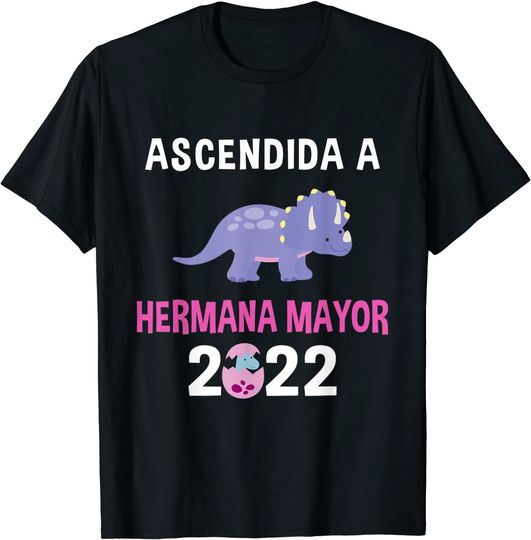 Discover T-shirt Unissexo Ascendido A Hermana Mayor 2022 Dinossauro Roxo