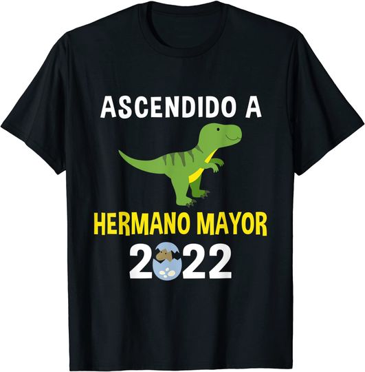 Discover T-shirt Unissexo Ascendido A Hermana Mayor 2022 Dinossauro Verde