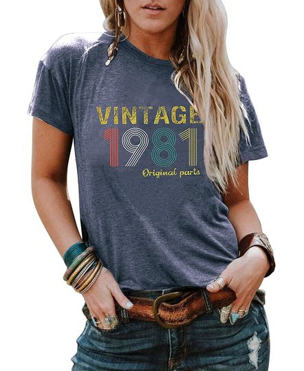 Discover T-shirt para Mulher Vintage 1981 Original Parts