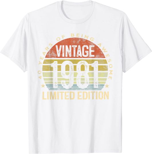 Discover T-shirt para Homem e Mulher Vintage 1981 40 Anos Limited Edition Presente de Aniversário