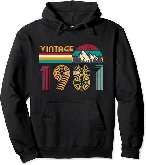 Discover Hoodie Unissexo Retro Vintage 1981 | Presente de Aniversário