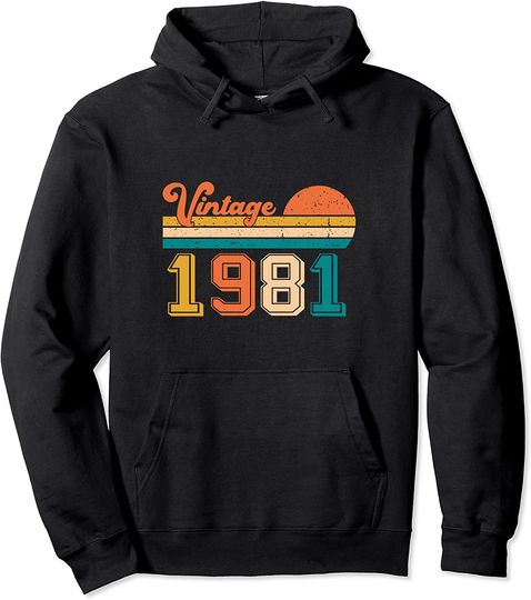 Discover Retro Vintage 40th Birthday Hoodie Born In 1981 Birthday Pullover Hoodie