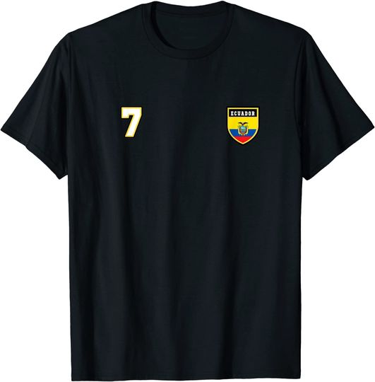 Discover Ecuador Number 7 Soccer Flag Football T-Shirt