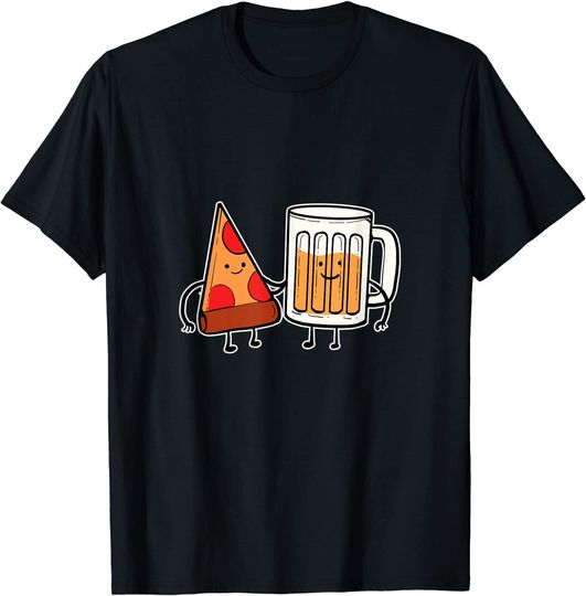 Discover T-shirt Unissexo com Pizza e Cerveja