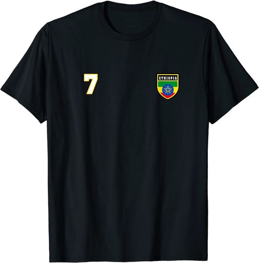 Discover T-shirt Futebol Bandeira de Ethiopia Número 7 | Camiseta para Homem e Mulher